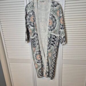 Kantha Cotton Reversible Boho Kimono Jacket Unisex Robe OSFM Aztec Print